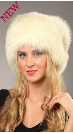 Greenland White-Cream Fox Fur Hat